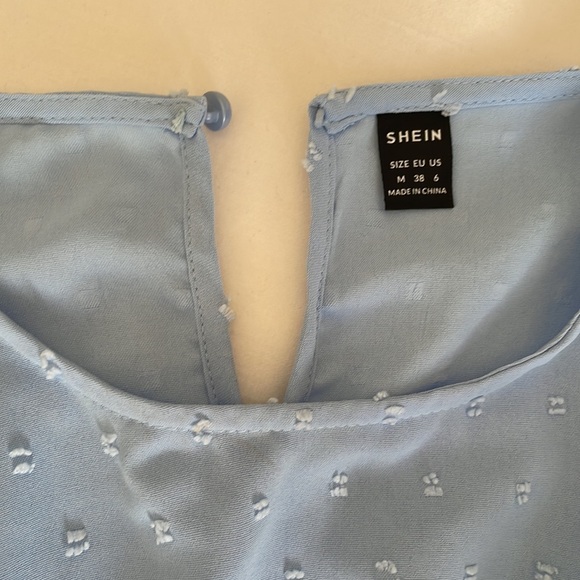 Shein light blue maternity Swiss dot maxi dress size 6 - Picture 3 of 3